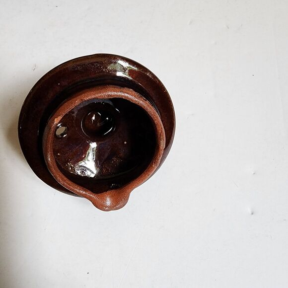 Moriage Redware Brown Betty Teapot w/Lid Hand Painted Gold Trim Japan Vintage - Picture 8 of 9